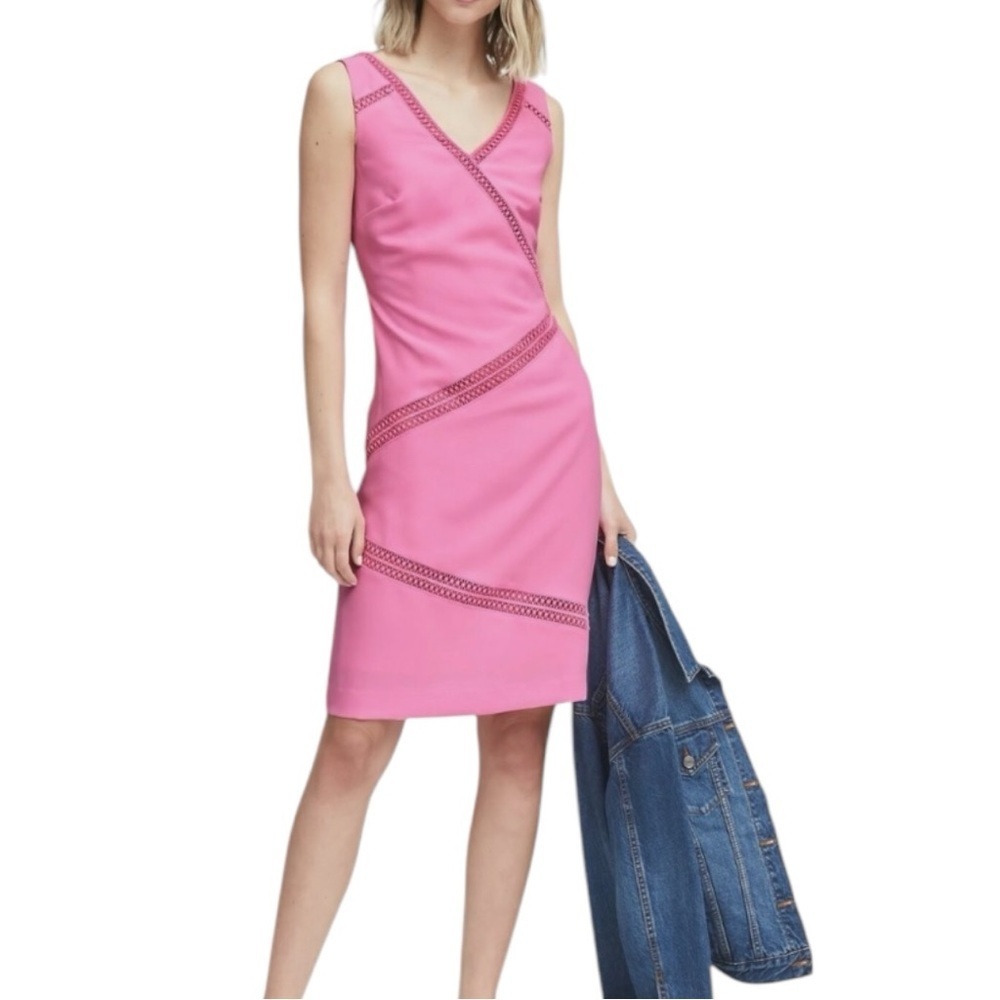 Banana Republic Pink Ruched Wrap Midi Dress